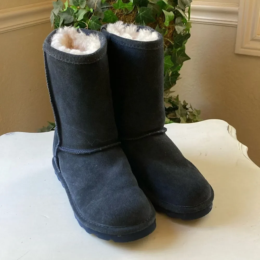 BearPaw Elle Short Blue Suede Pull On Women’s Boots Size 6